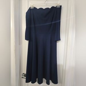 Chic Off-Shoulder Navy Dress